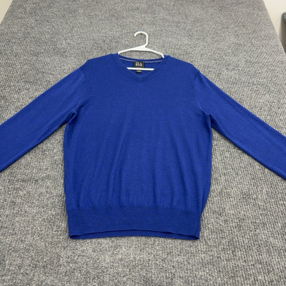 Jos A Bank Sweater Traveler Mens L Blue Merino Wool Pullover Classic Casual